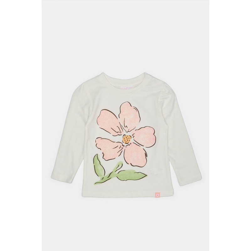 Infant Girls Ivory Flower Printed T-Shirt