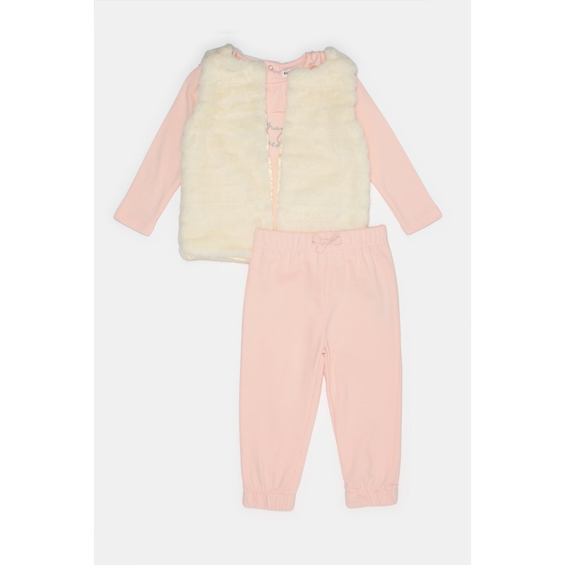 Infant Girls Pink Embellished Casual Set (3 Piece)