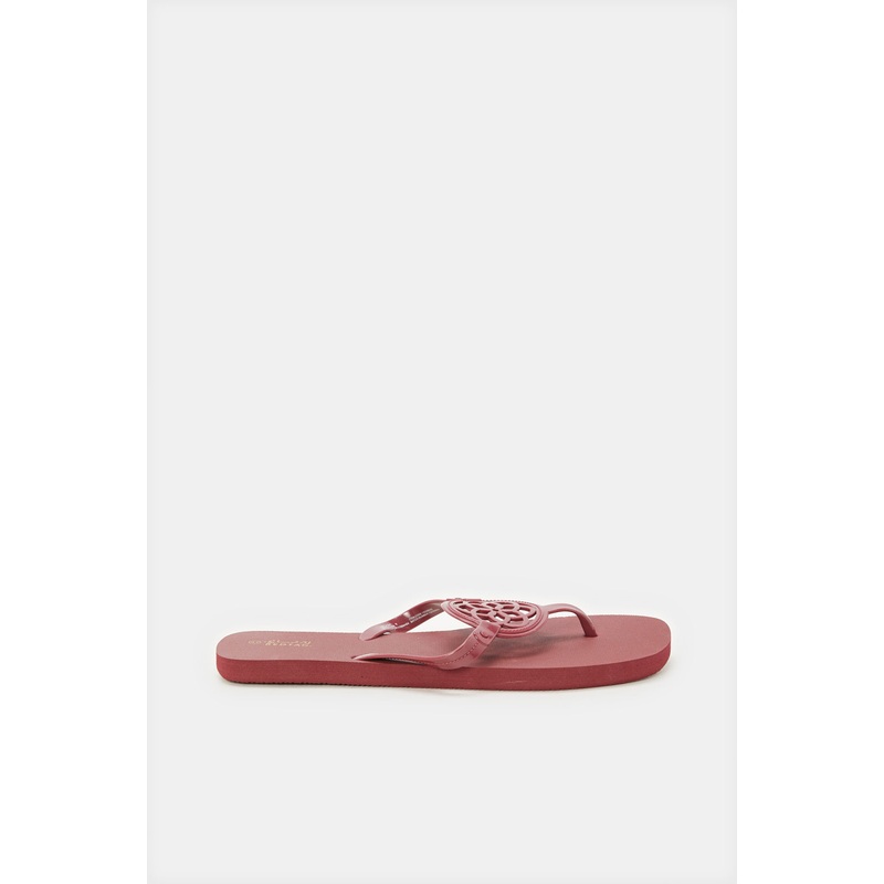 Women Burgundy Cut Out Flip Flop