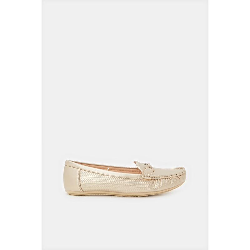 Women Gold Embellished Moccasin
