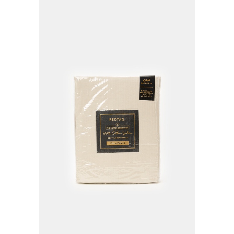 Beige Cotton Fitted Sheet(Single Size)