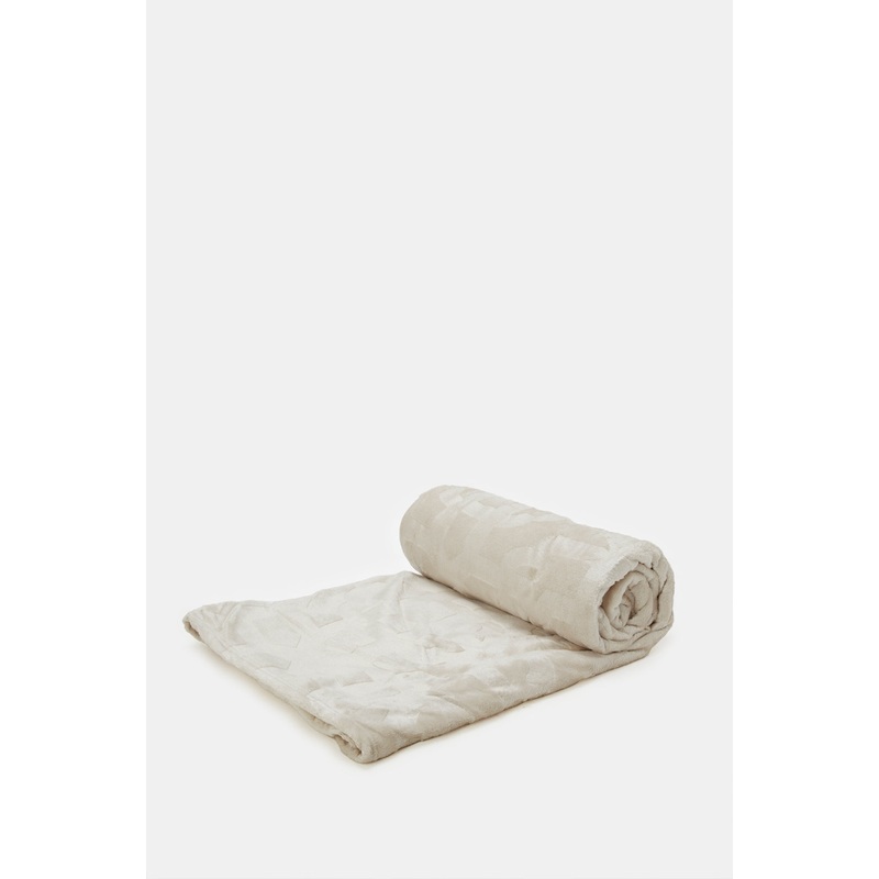 Beige Geometric Carved Blanket (Double Size)