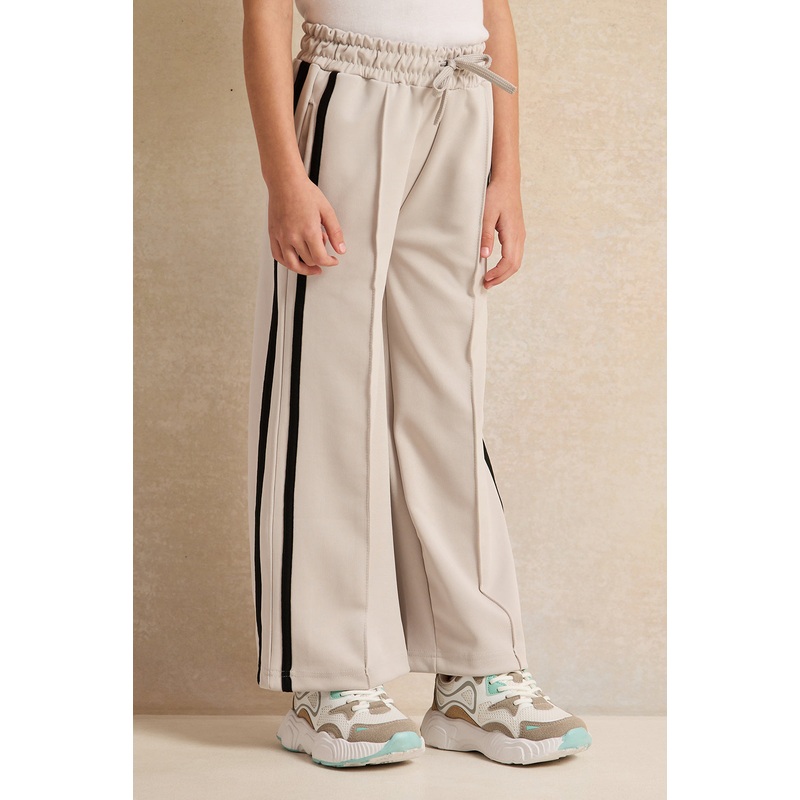 Girls Ecru Interlock Track Pants