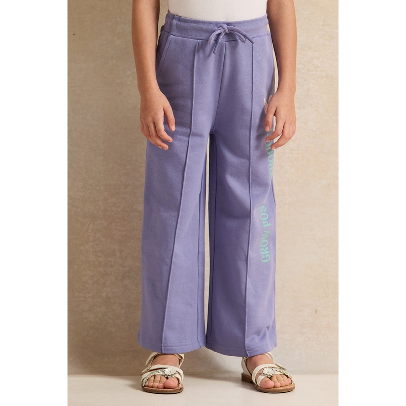 Girls Lilac Printed Track Pants