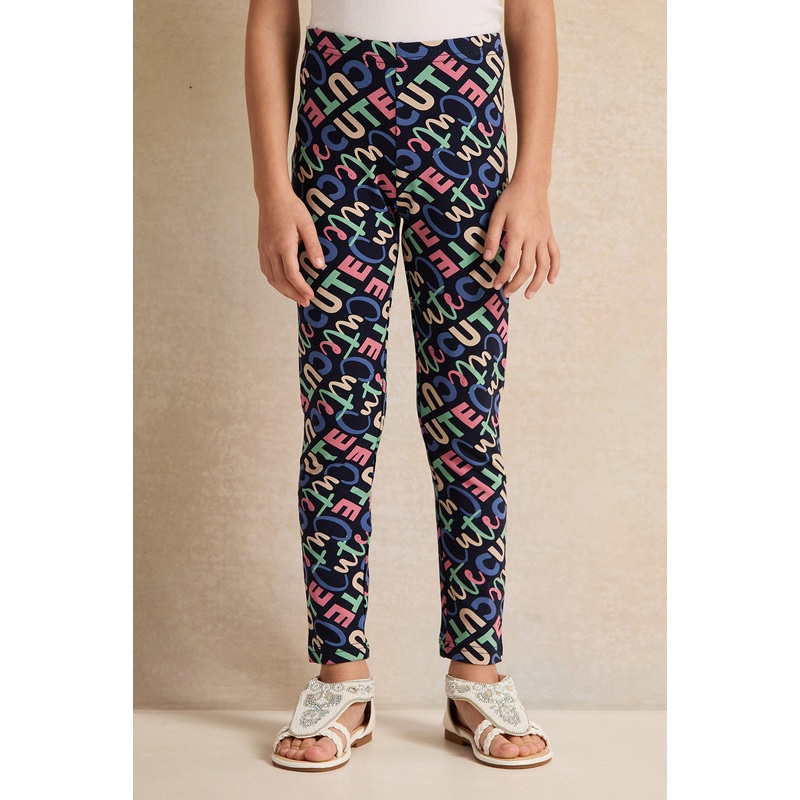 Girls Navy Printed Leggings|2-3 Years|3-4 Years|4-5 Years|5-6 Years|6-7 Years|7-8 Years