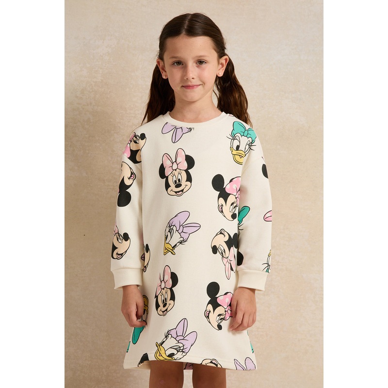 Girls White Minnie And Daisy Sweatshirt Dress