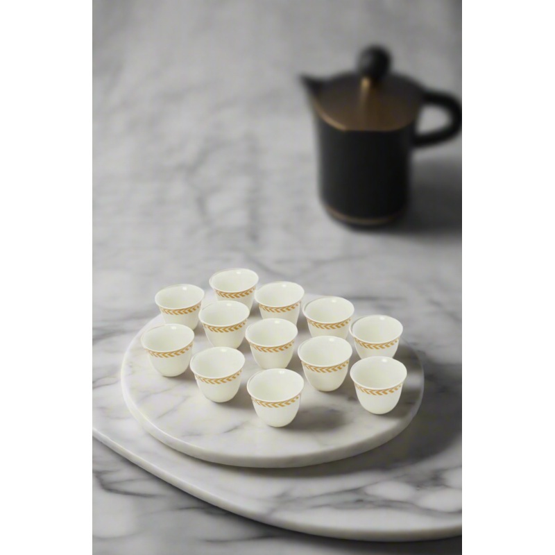 Gold Printed Cawa Cup (12 Piece)