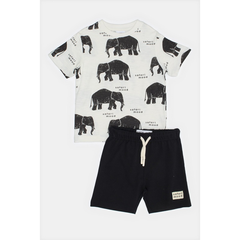 Infant Boys White And Black Elephant Casual Set (2 Piece)