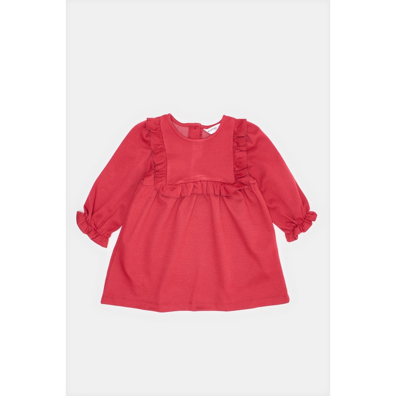Infant Girls Burgundy Jacquard Dress