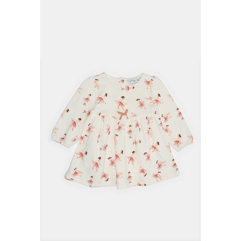 Infant Girls Ivory Ballerina Printed Sweat Dress