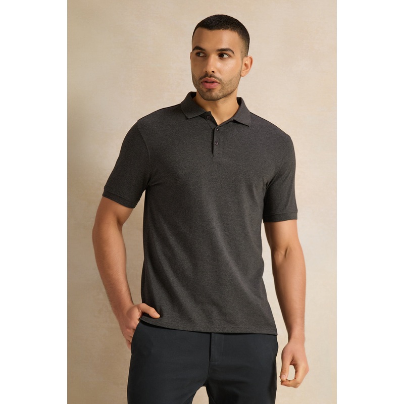 Men Charcoal Solid Polo Shirt|Small|Medium|Large|X-Large|XX-Large