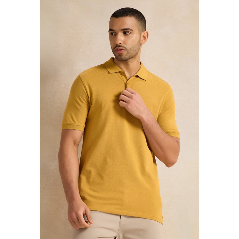 Men Mustard Solid Polo Shirt|Small|Medium|Large|X-Large|XX-Large