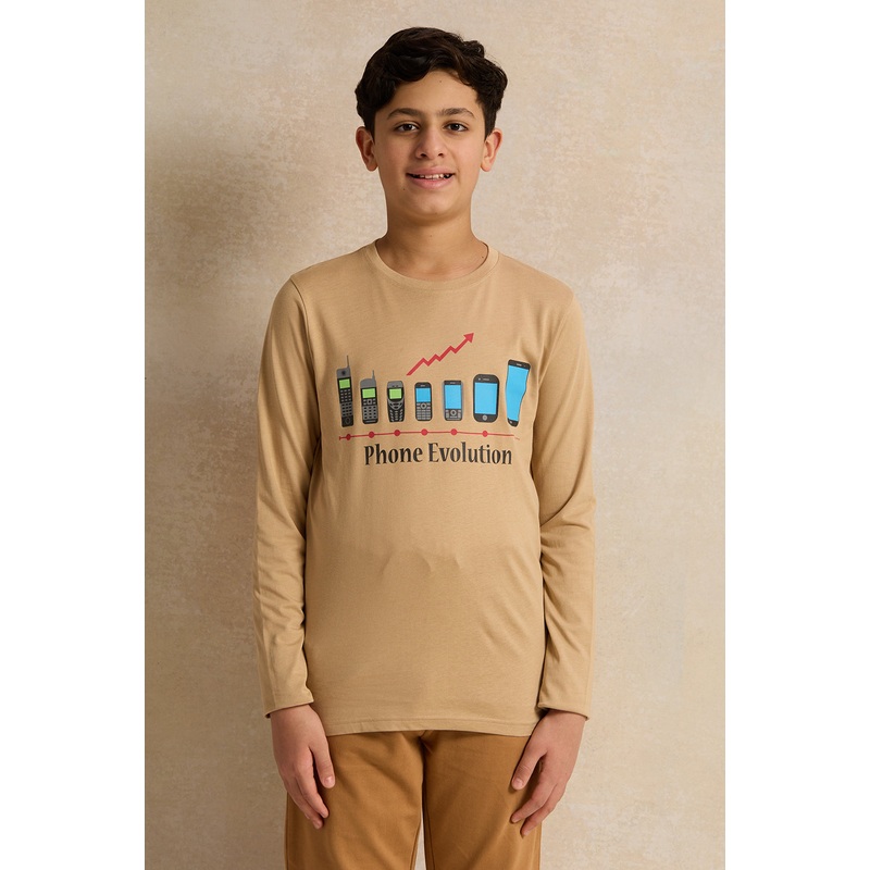 Senior Boys Beige Phone Evolution T-Shirt