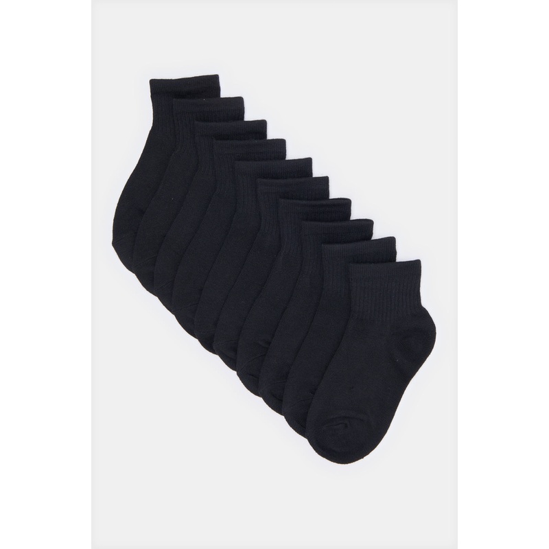 Senior Boys Black High Ankle Socks Set (Pack of 5)