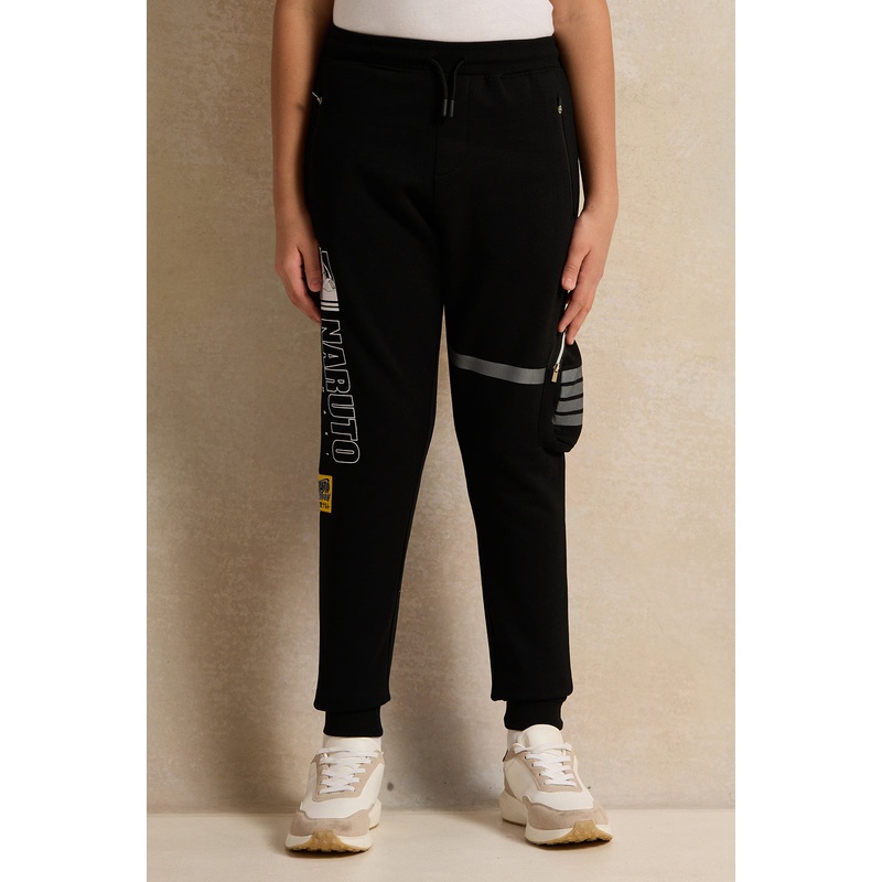 Senior Boys Black Naruto Active Pants