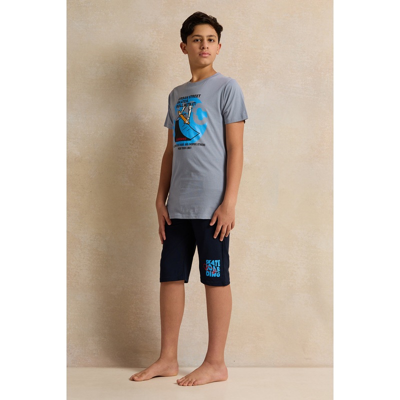 Senior Boys Blue Skating Basic Pyjama Set (2 Piece)
