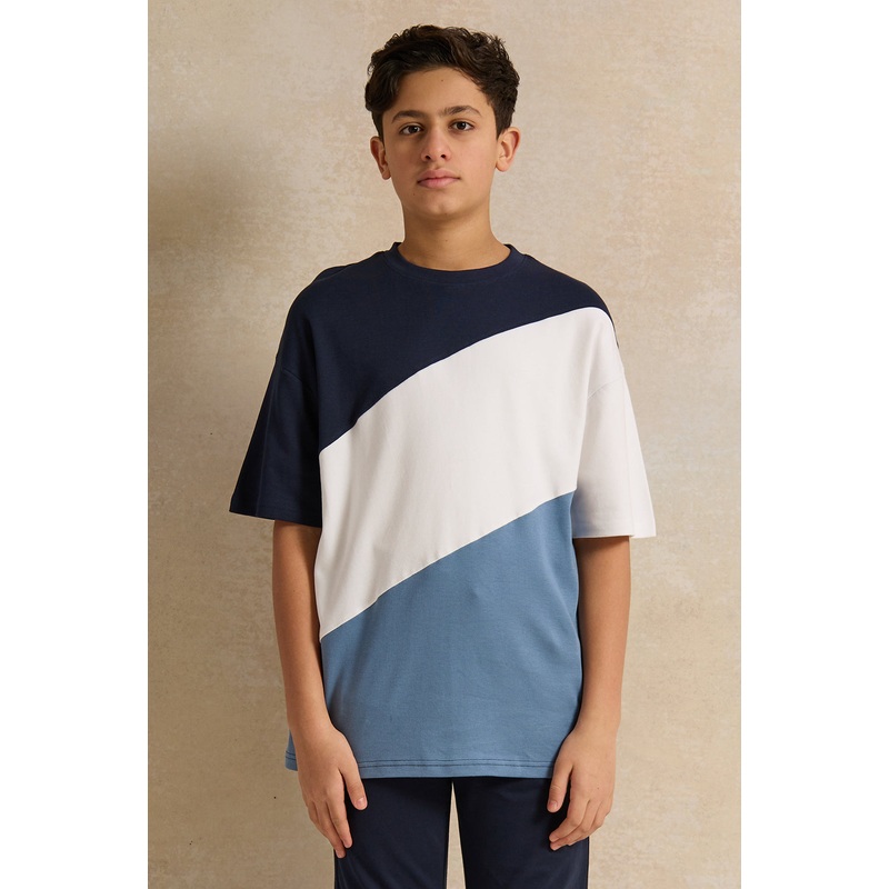 Senior Boys Navy Cut And Sew T-Shirt