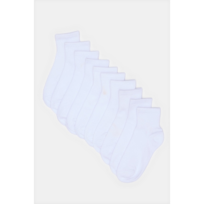 Senior Boys White High Ankle Socks Set (Pack of 5)