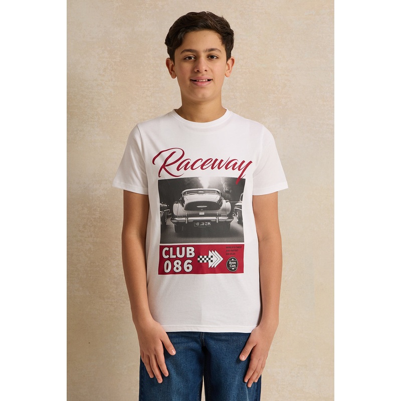 Senior Boys White Raceway Club T-Shirt