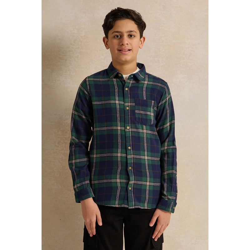 Senior Boys White T-Shirt With checkered Shirt