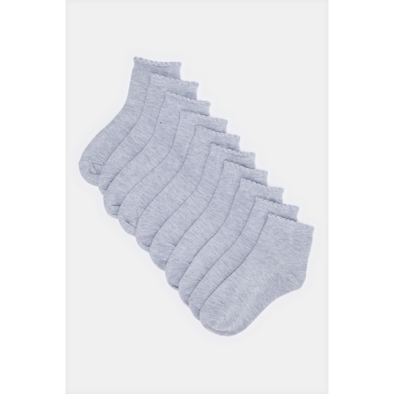 Senior Girls Grey High Ankle Length Socks Set (5 Pairs)