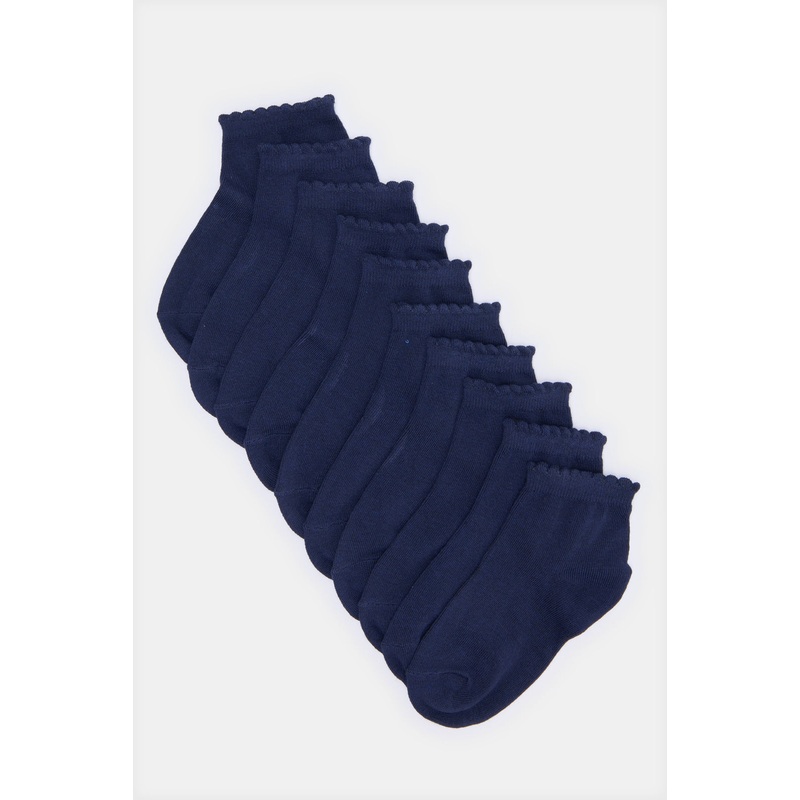 Senior Girls Navy High Ankle Length Socks Set (5 Pairs)