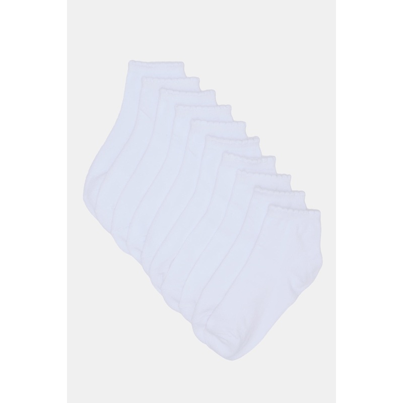 Senior Girls White High Ankle Length Socks Set (5 Pairs)
