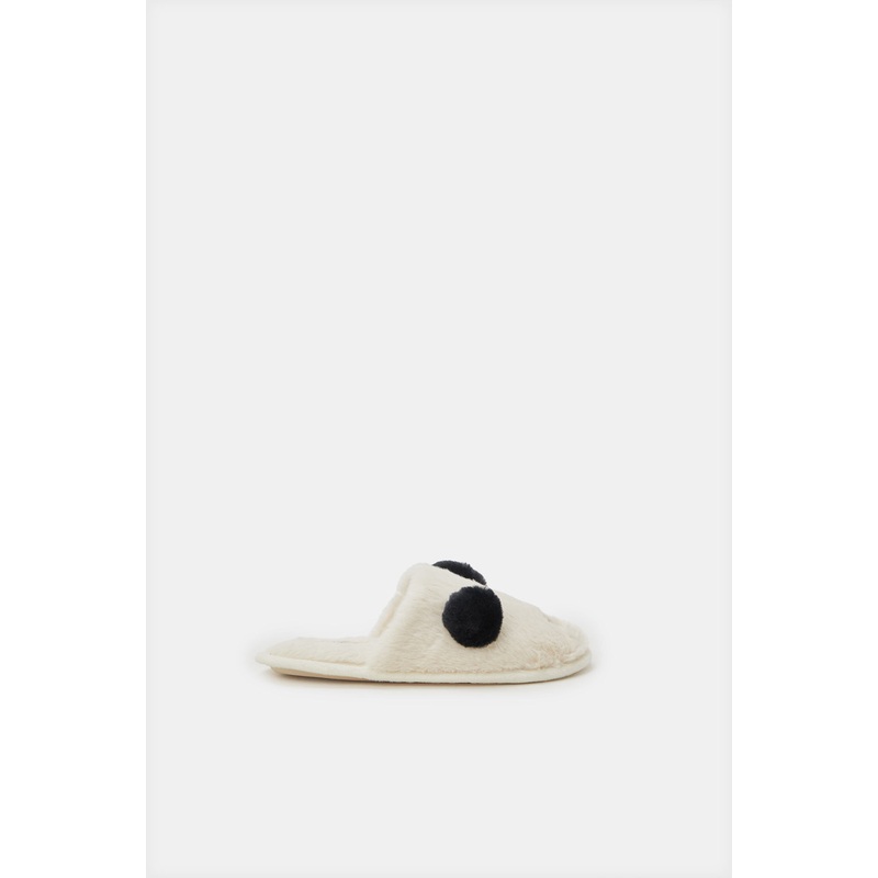 Women Beige Panda Closed Toe Slippers