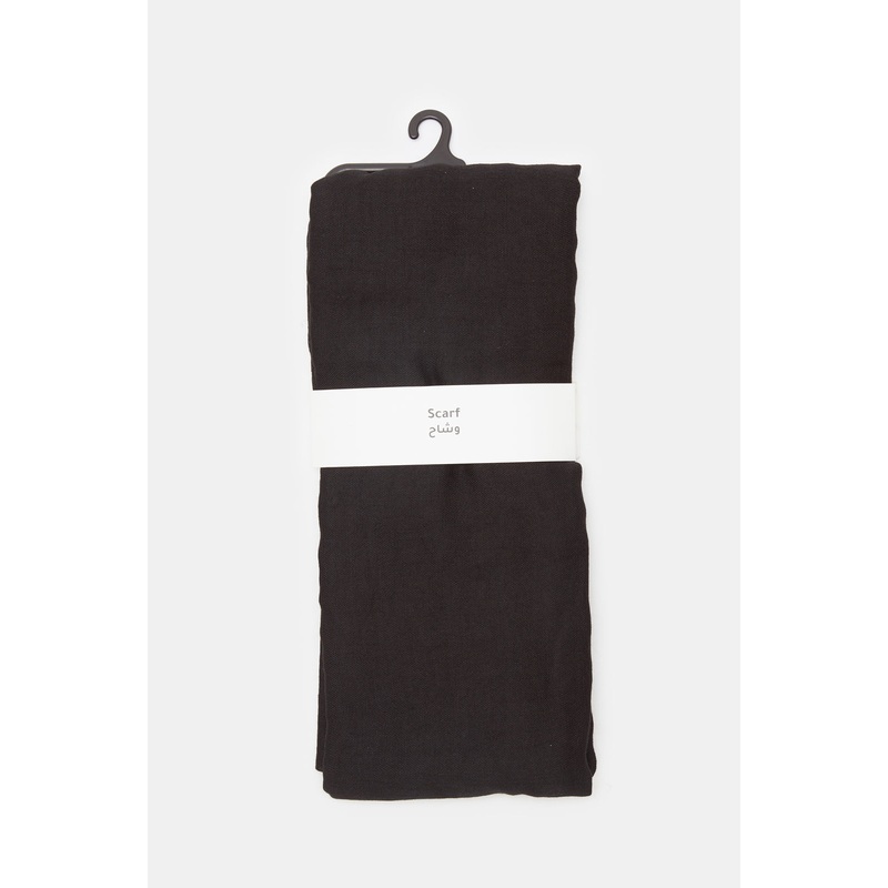 Women Black Plain Scarf