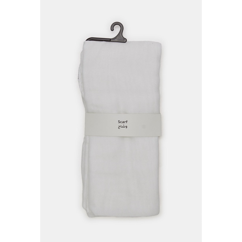 Women White Plain Scarf