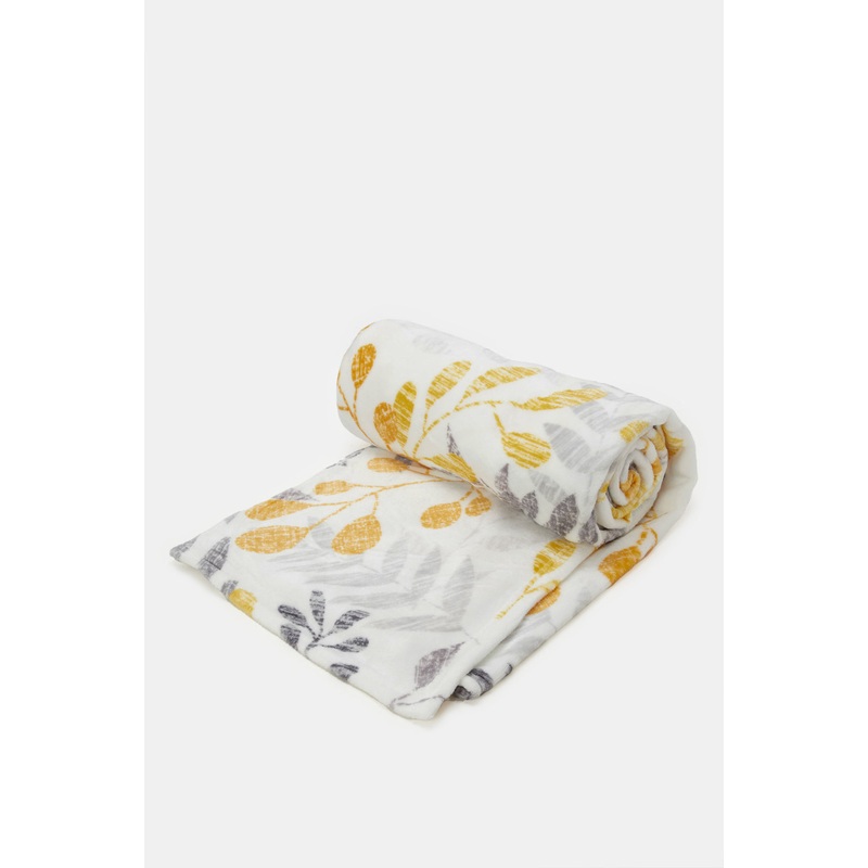 Yellow Floral Printed Blanket (Single Size)