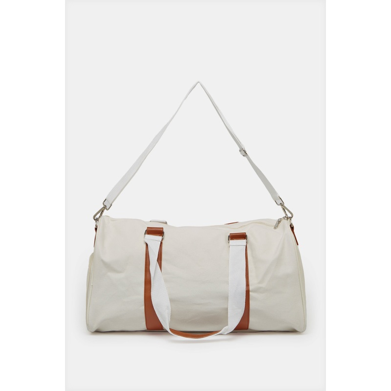 Beige Plain Duffle Bag