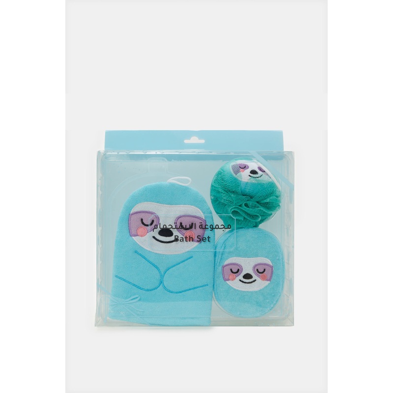 Blue Printed Bath Set (3 Piece)