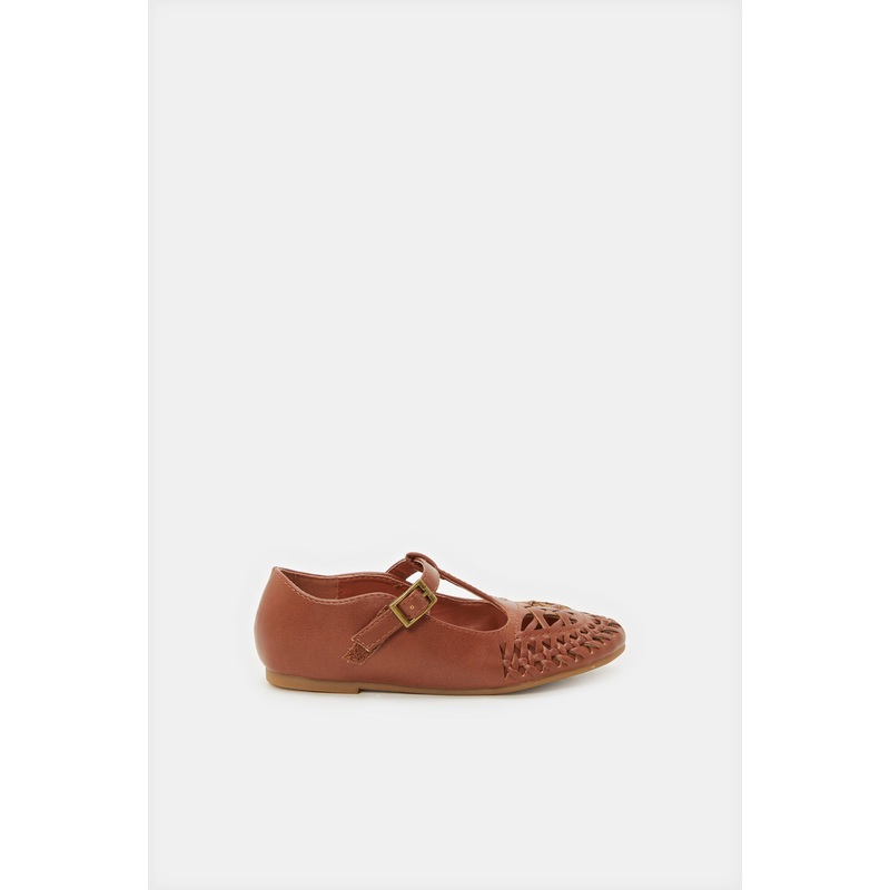 Girls Brown T-Bar Ballerina|EU25|EU26|EU27|EU28|EU29|EU30