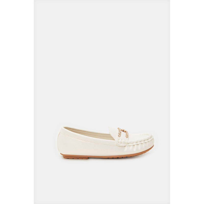 Girls Cream Chain Moccasin|EU25|EU26|EU27|EU28|EU29|EU30