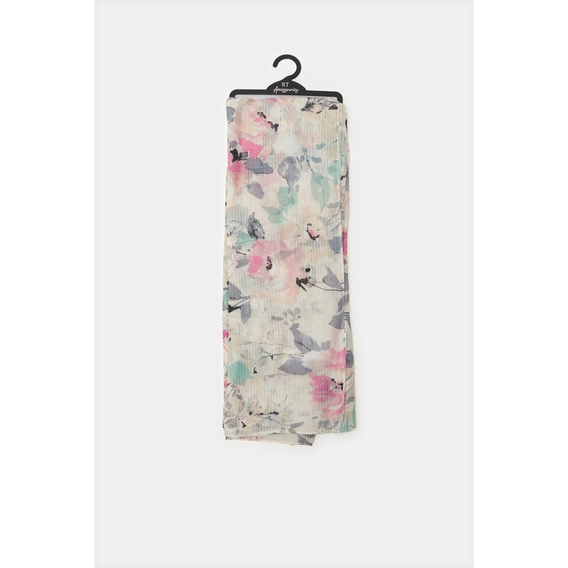 Girls Green Floral Print Scarf