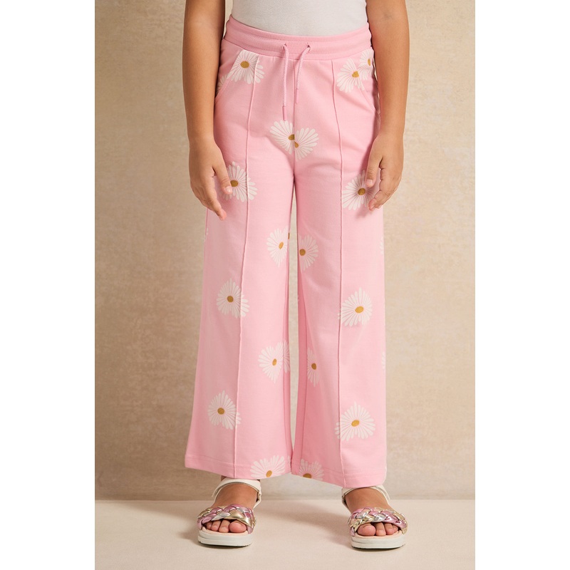 Girls Heart All Over Print Wide Leg Active  Pants