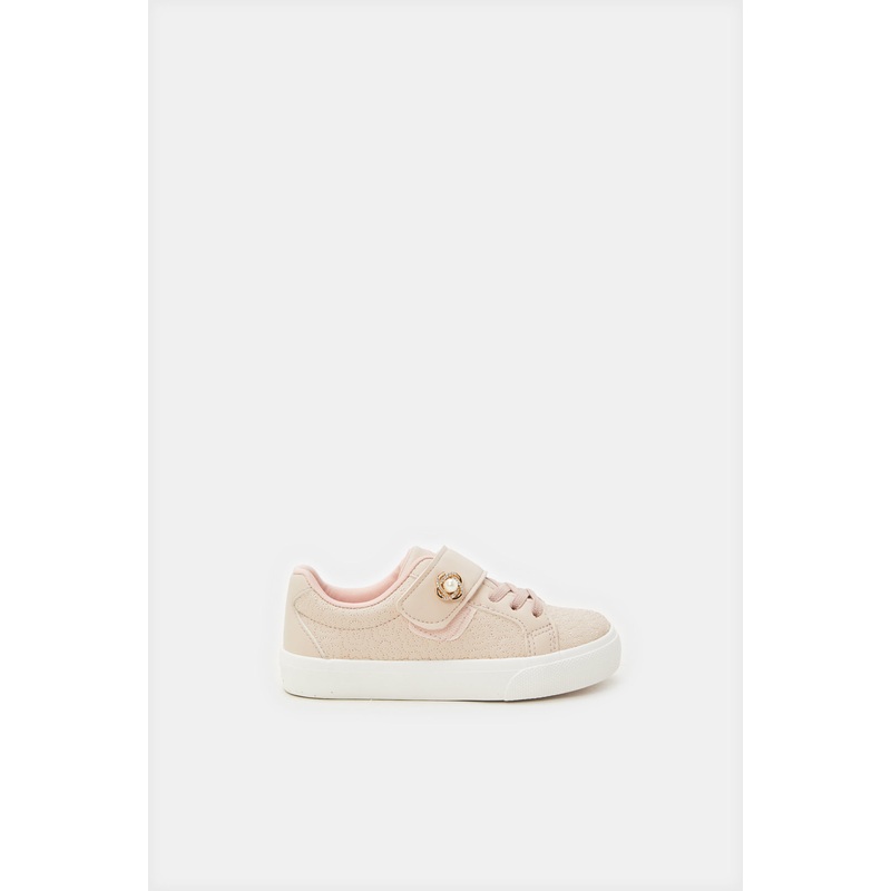 Girls Pink Flower Charm Sneaker
