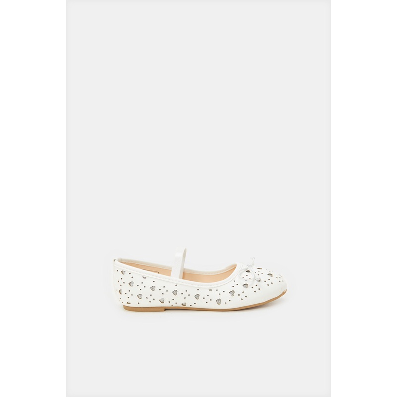 Girls White Heart Trim Ballerina