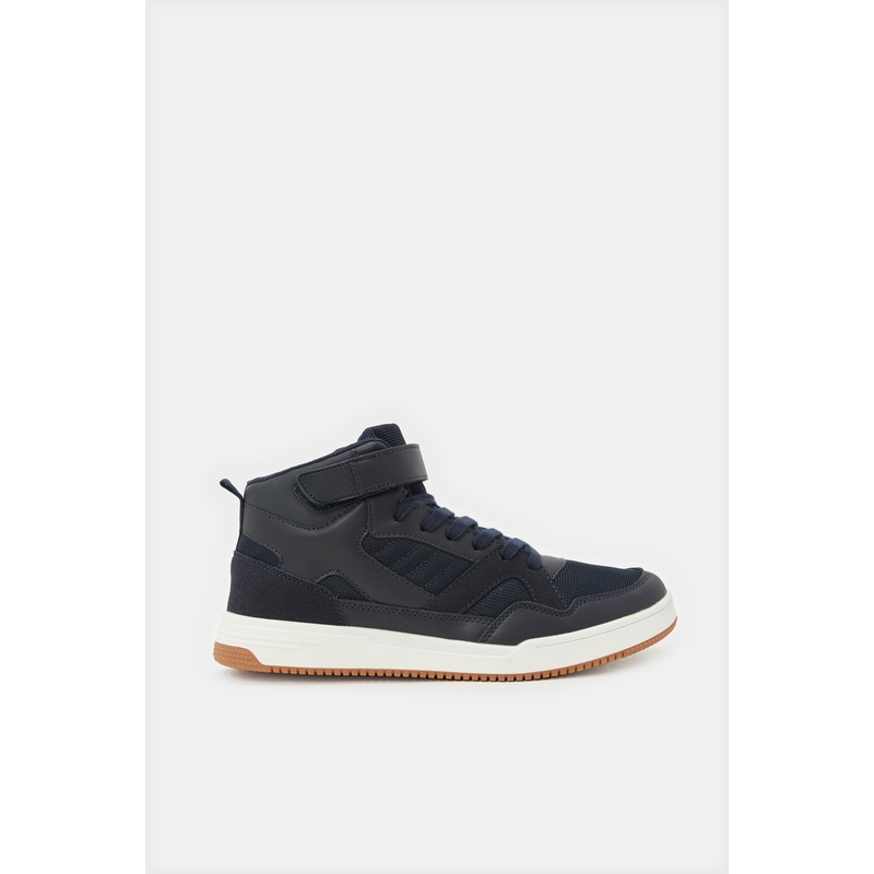 Men Black Material Block High top