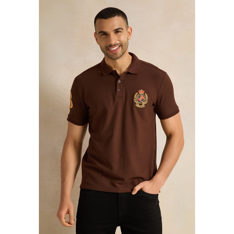 Men Brown Badge Polo Shirt|Small|Medium|Large|X-Large|XX-Large