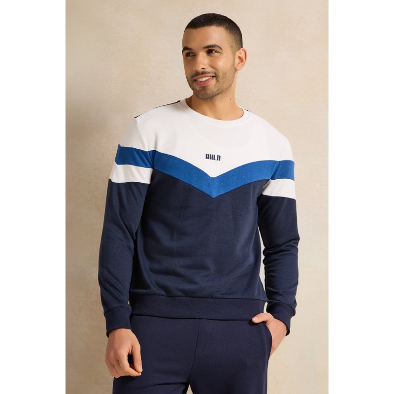 Men Navy Printed Active Sweatshirt