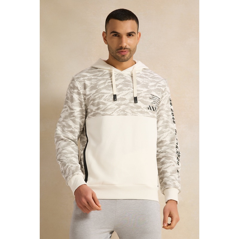 Men White Printed Active Sweatshirt