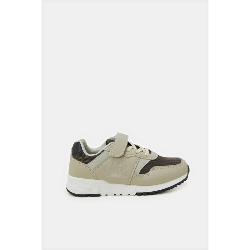 Senior Boys Beige Material Block Sneakers