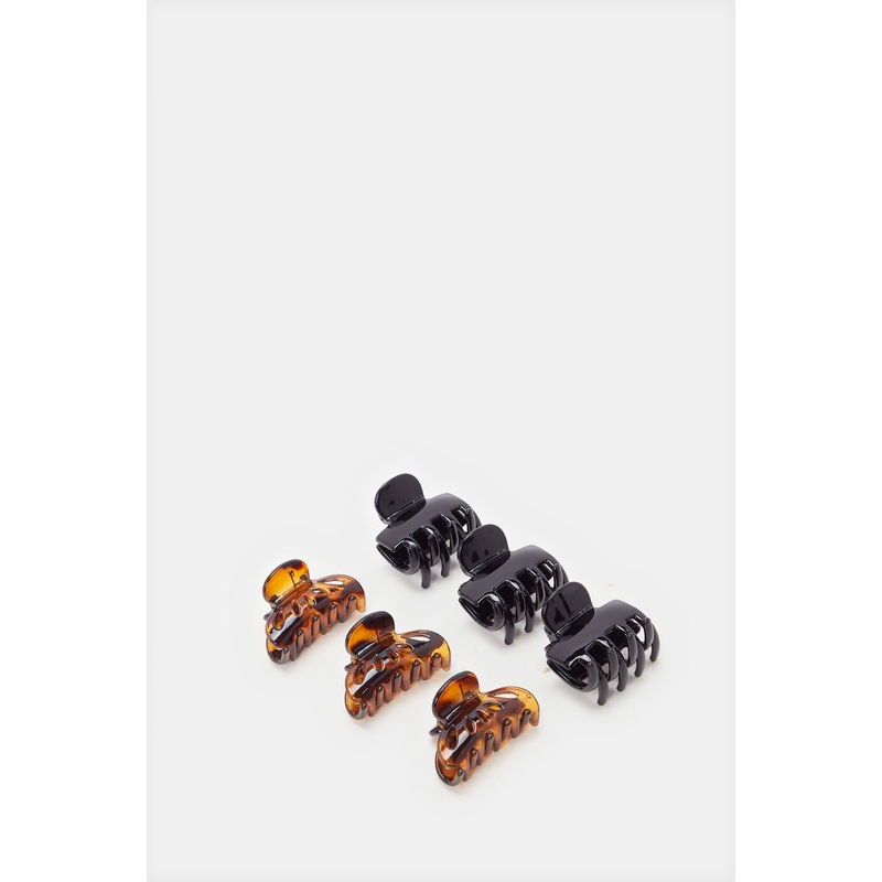 Women Black And Brown Hair Claw Set (Pack of 6)
