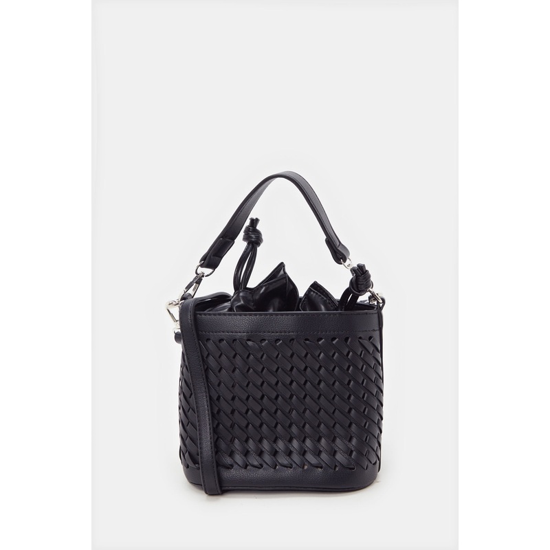 Women Black Bucket Embellished Bag