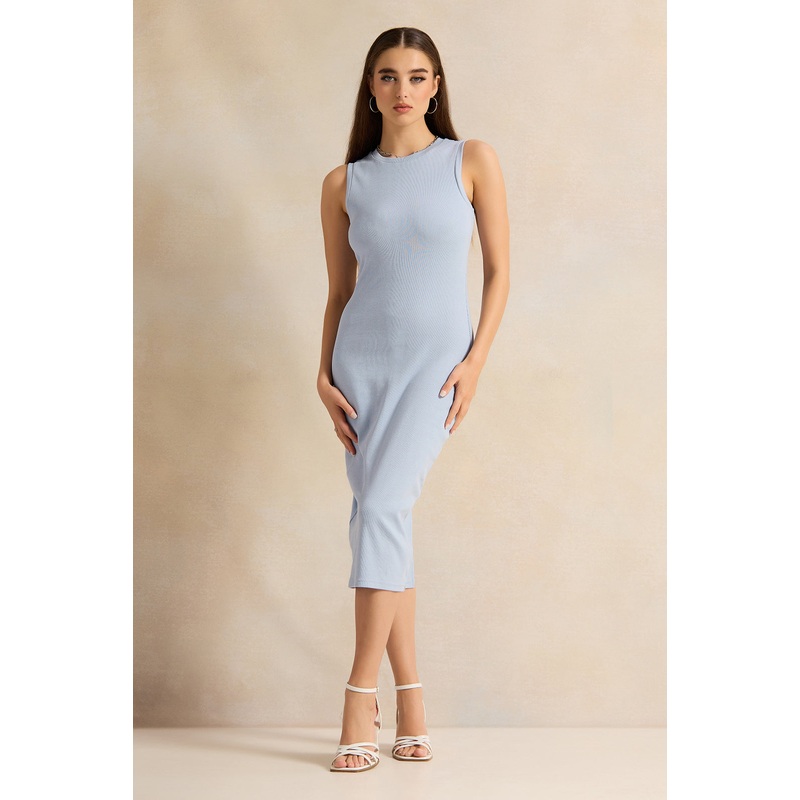 Women Blue Ribbed Dress|UK8|UK10|UK12|UK14|UK16|UK18