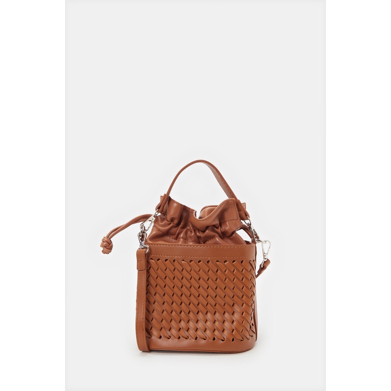 Women Brown Embellished Bucket Bag