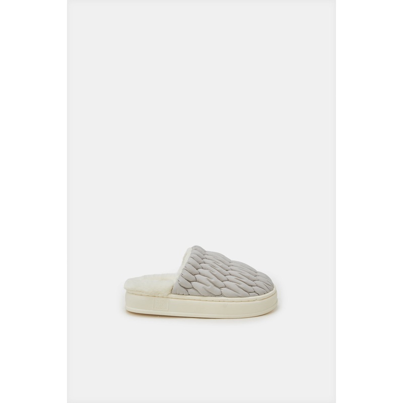 Women Grey Nylon Quilt Closed Toe