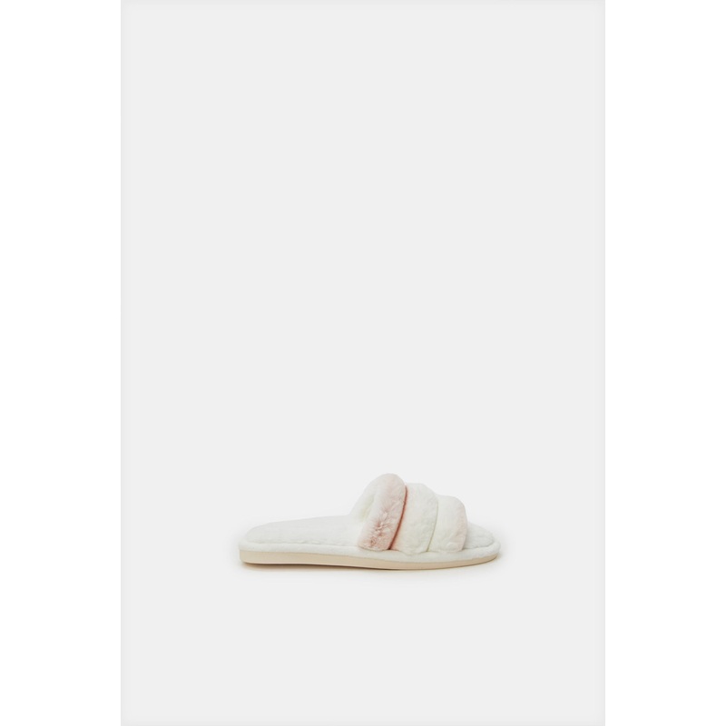 Women White And Pink Color Slipper